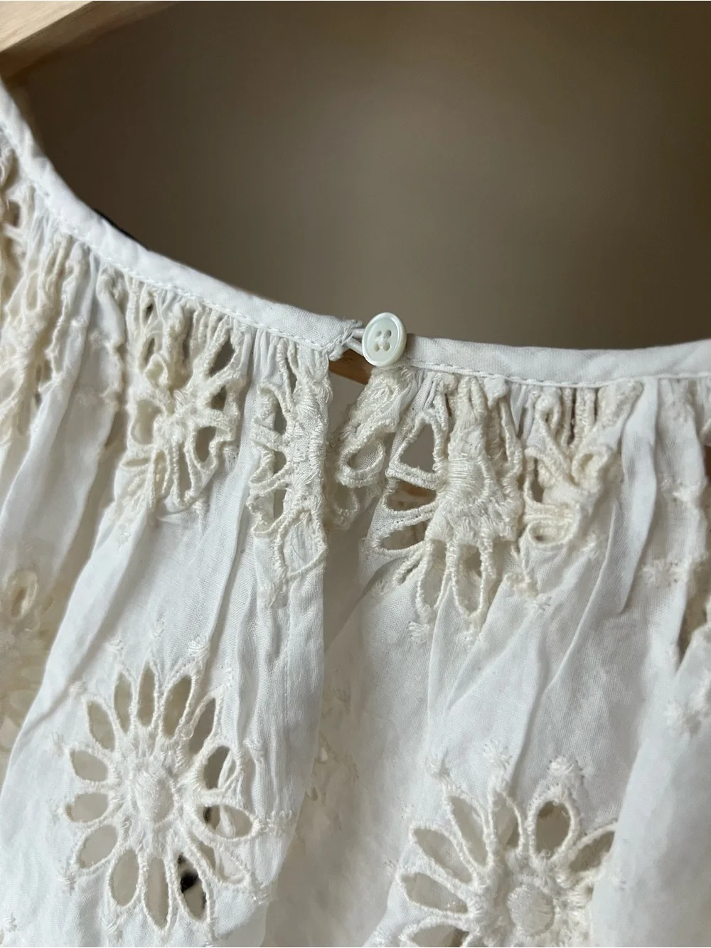 Madewell Embroidered Eyelet Shirred Puff-Sleeve Cotton Top